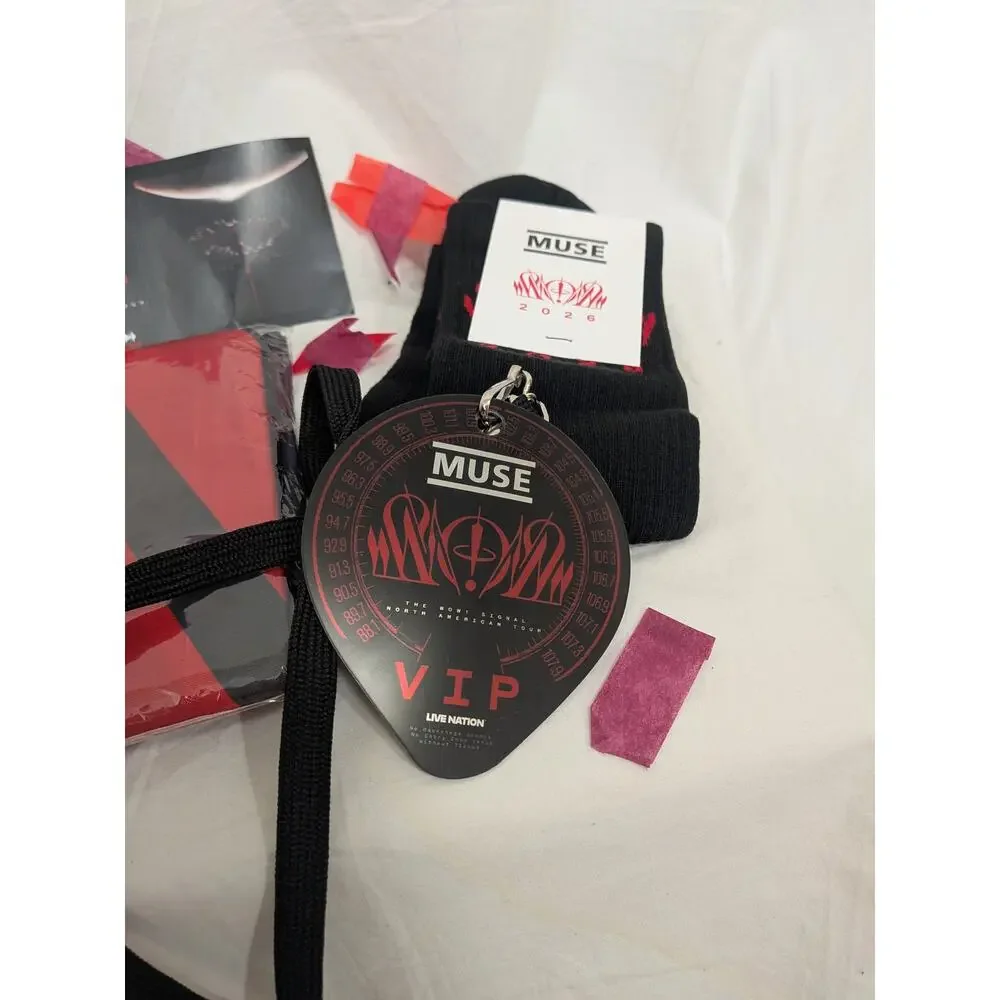 MUSE 2026 Tour VIP merch bundle Socks Flag Laminate Pass Ticket Wow! Signal